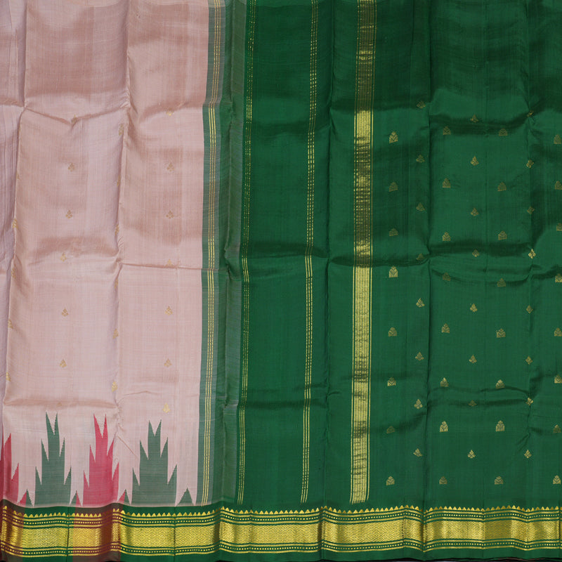 Hayagrivas Onion Pink Pure One-sided border Kanjivaram Silk Saree KBE2038A6-32