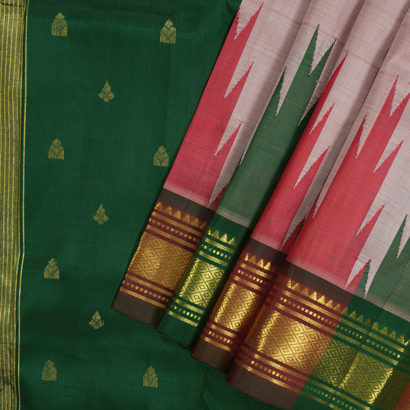 Hayagrivas Onion Pink Pure One-sided border Kanjivaram Silk Saree KBE2038A6-32
