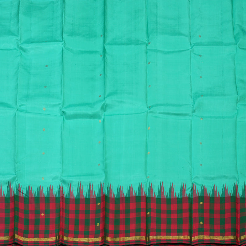 Hayagrivas Mint Green Pure One-sided border Kanjivaram Silk Saree KBE2038A8-3