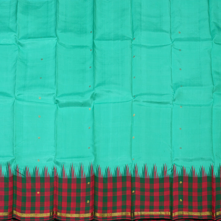 Hayagrivas Mint Green Pure One-sided border Kanjivaram Silk Saree KBE2038A8-3