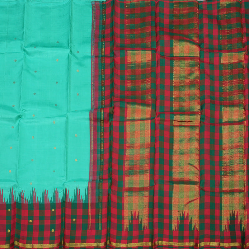 Hayagrivas Mint Green Pure One-sided border Kanjivaram Silk Saree KBE2038A8-3