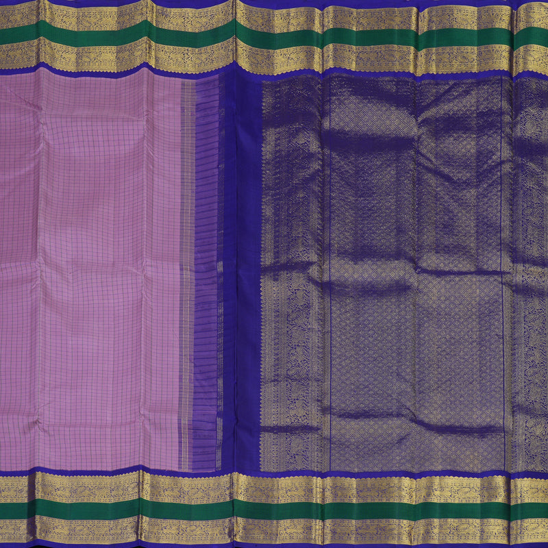 Hayagrivas Handloom Lavendar Kanjivaram Silk Saree with Purplish-Blue Border KBE2041A5-1