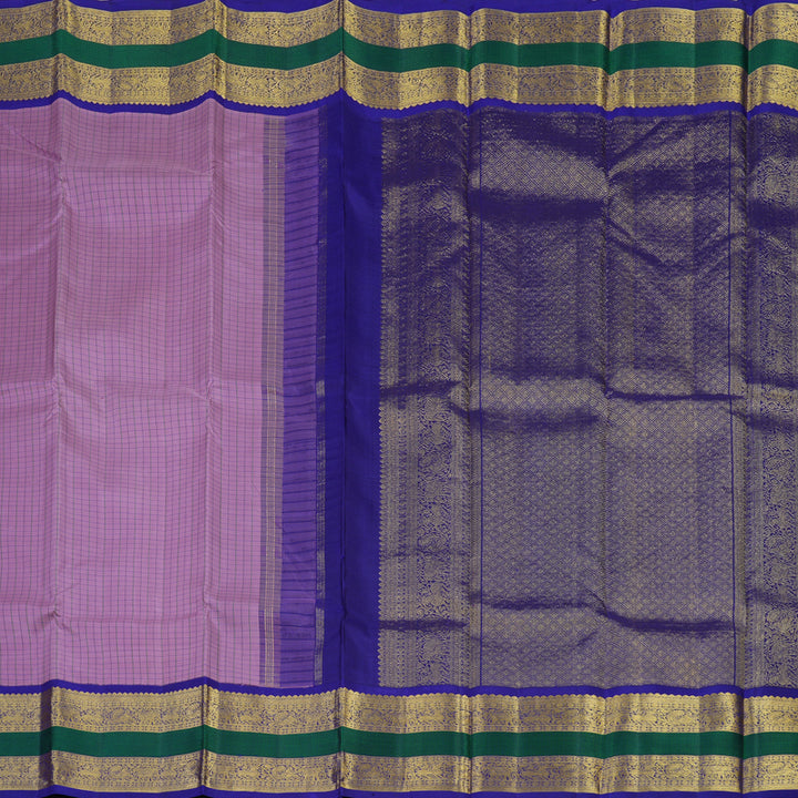 Hayagrivas Handloom Lavendar Kanjivaram Silk Saree with Purplish-Blue Border KBE2041A5-1