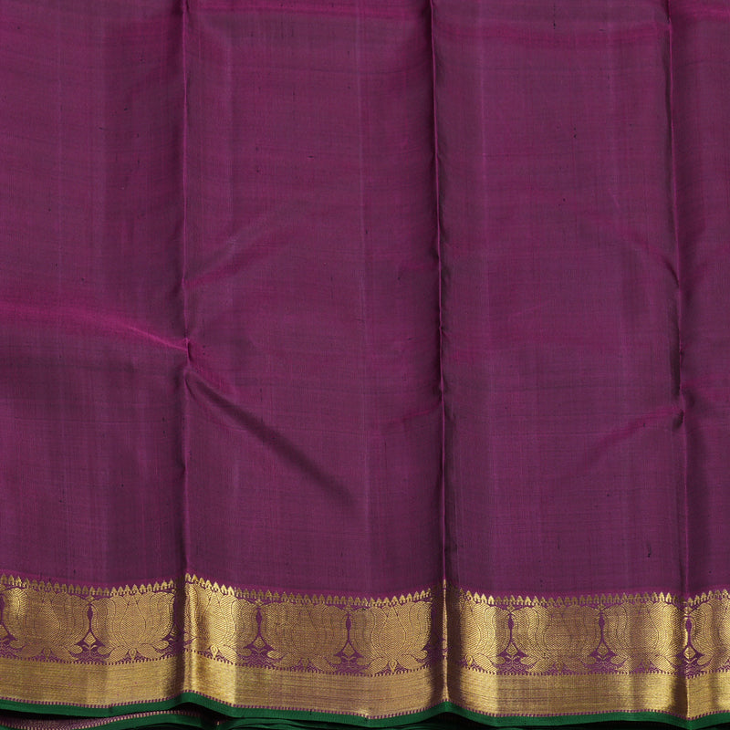 Hayagrivas Handloom Mehandi Green Kanjivaram Silk Saree with Purple Border KBE2043A1-1