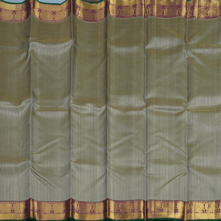 Hayagrivas Handloom Mehandi Green Kanjivaram Silk Saree with Purple Border KBE2043A1-1