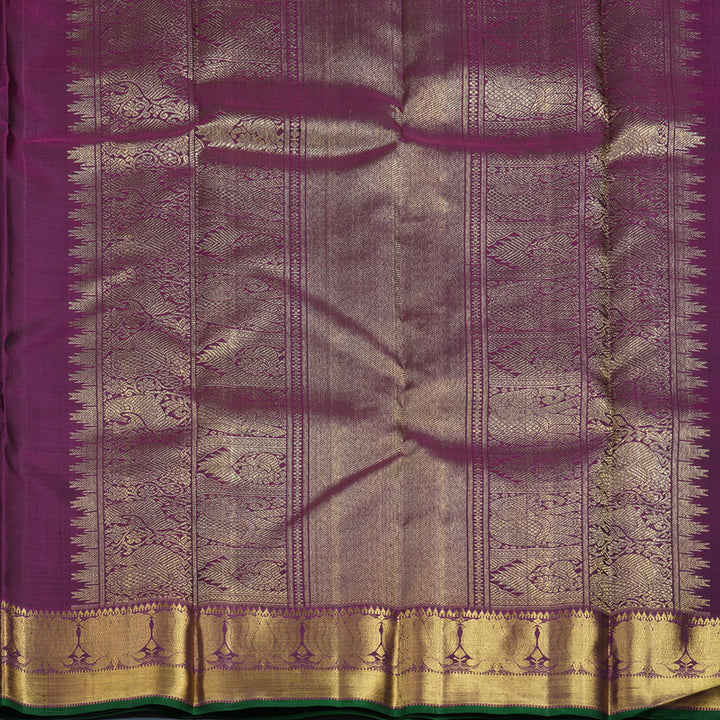 Hayagrivas Handloom Mehandi Green Kanjivaram Silk Saree with Purple Border KBE2043A1-1