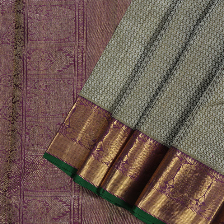 Hayagrivas Handloom Mehandi Green Kanjivaram Silk Saree with Purple Border KBE2043A1-1