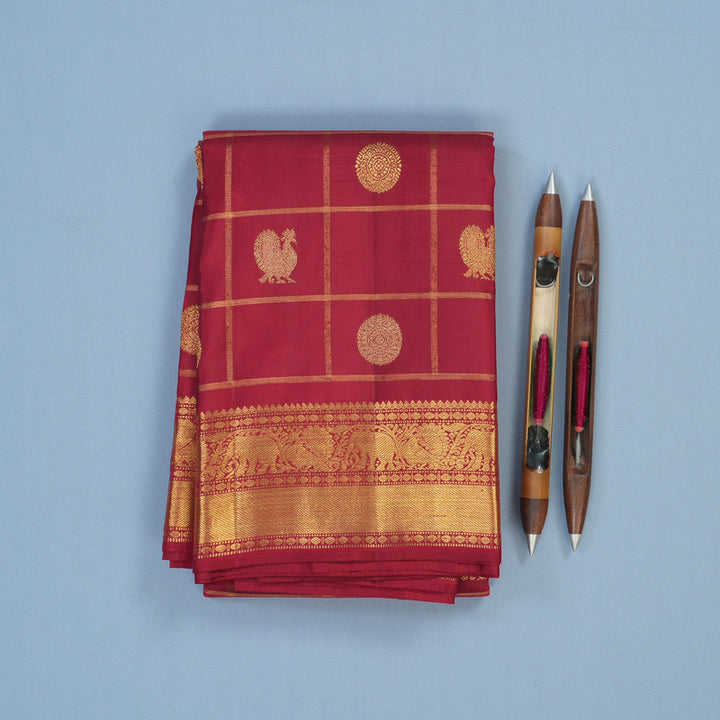 Hayagrivas Handloom Maroon Kanjivaram Silk Saree KBE2044A2-1