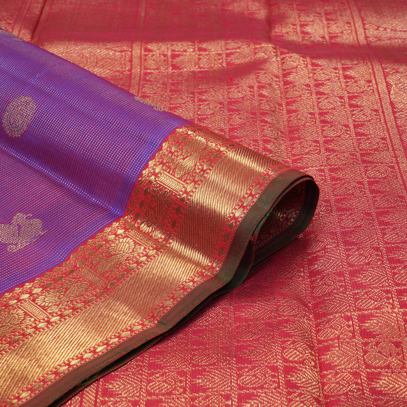 Hayagrivas Handloom Purple Kanjivaram Silk Saree with Red Border KBE2045A2-1