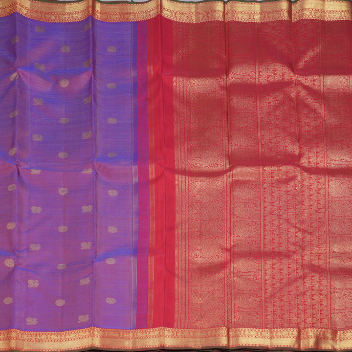 Hayagrivas Handloom Purple Kanjivaram Silk Saree with Red Border KBE2045A2-1