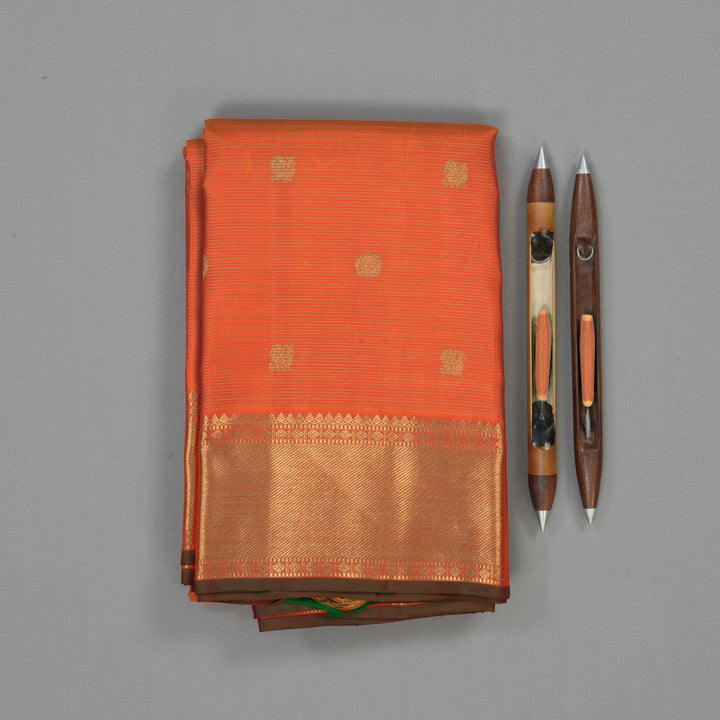 Hayagrivas Handloom Orange Kanjivaram Silk Saree KBE2045A3-1