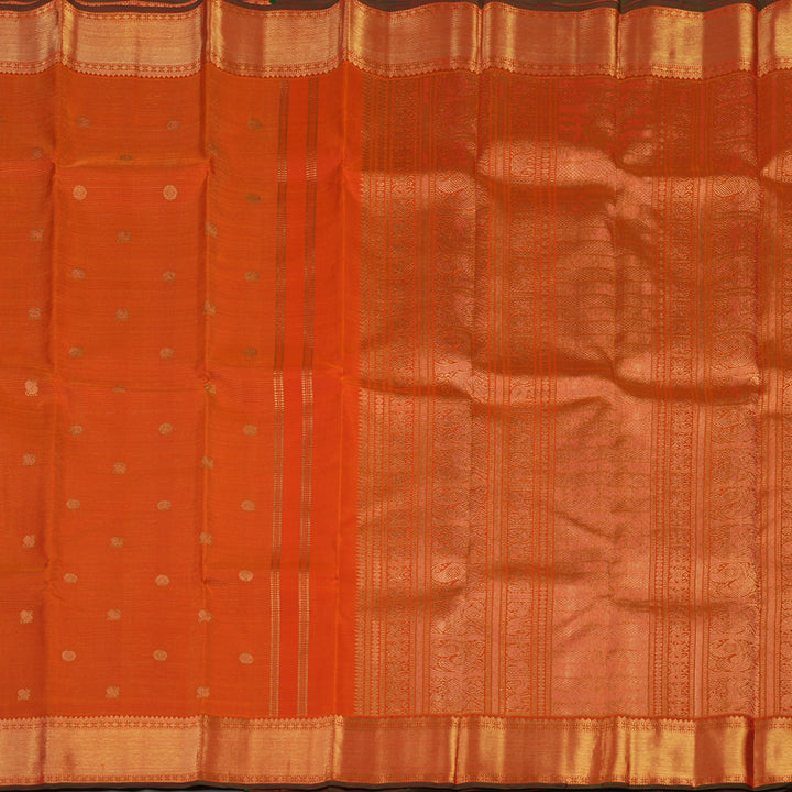 Hayagrivas Handloom Orange Kanjivaram Silk Saree KBE2045A3-1