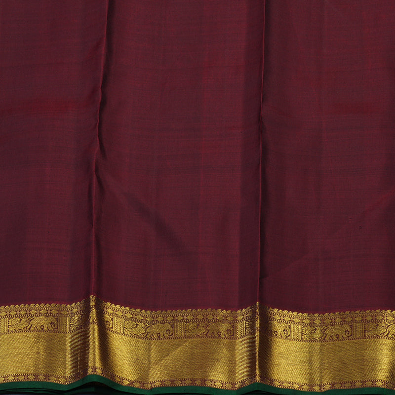 Hayagrivas Handloom Wheat Brown Kanjivaram Silk Saree with Wine Maroon Border KBE2045A4-1