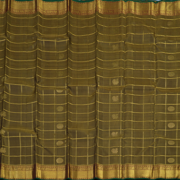 Hayagrivas Handloom Wheat Brown Kanjivaram Silk Saree with Wine Maroon Border KBE2045A4-1