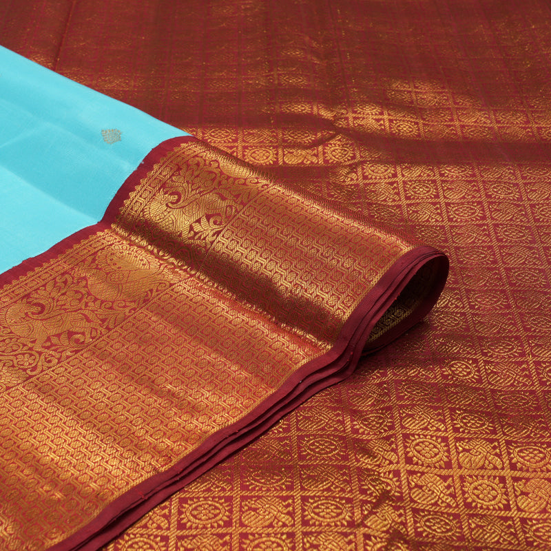Hayagrivas Handloom Sky Blue Kanjivaram Silk Saree KBE2046A1-3