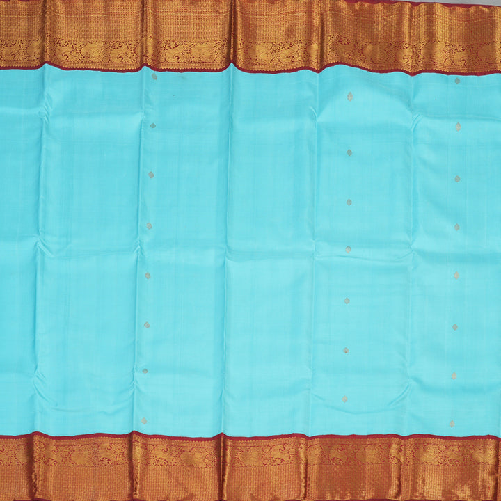 Hayagrivas Handloom Sky Blue Kanjivaram Silk Saree KBE2046A1-3