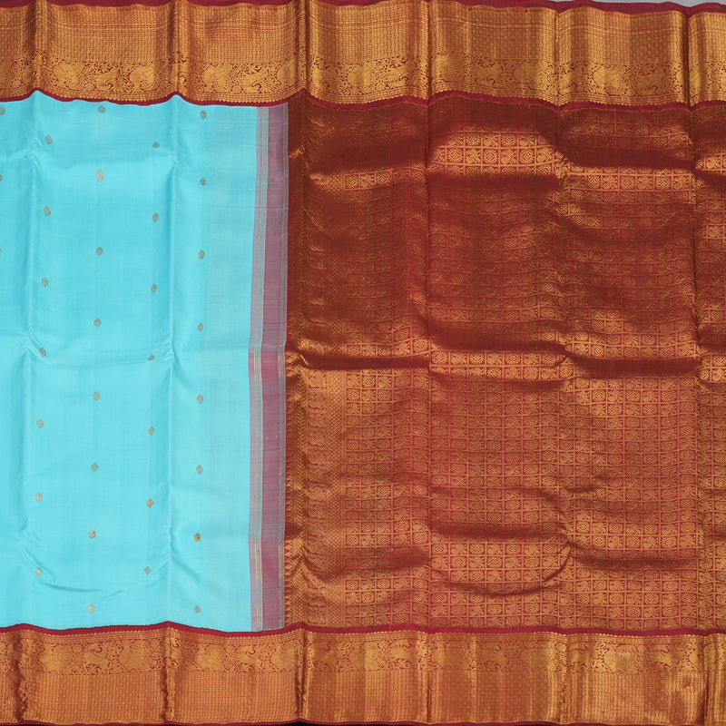 Hayagrivas Handloom Sky Blue Kanjivaram Silk Saree KBE2046A1-3