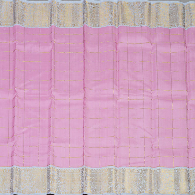 Hayagrivas Handloom Lotus Pink Kanjivaram Silk Saree with Lilac Border KBE2126A4-1