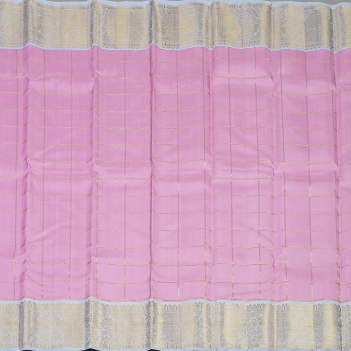 Hayagrivas Handloom Lotus Pink Kanjivaram Silk Saree with Lilac Border KBE2126A4-1