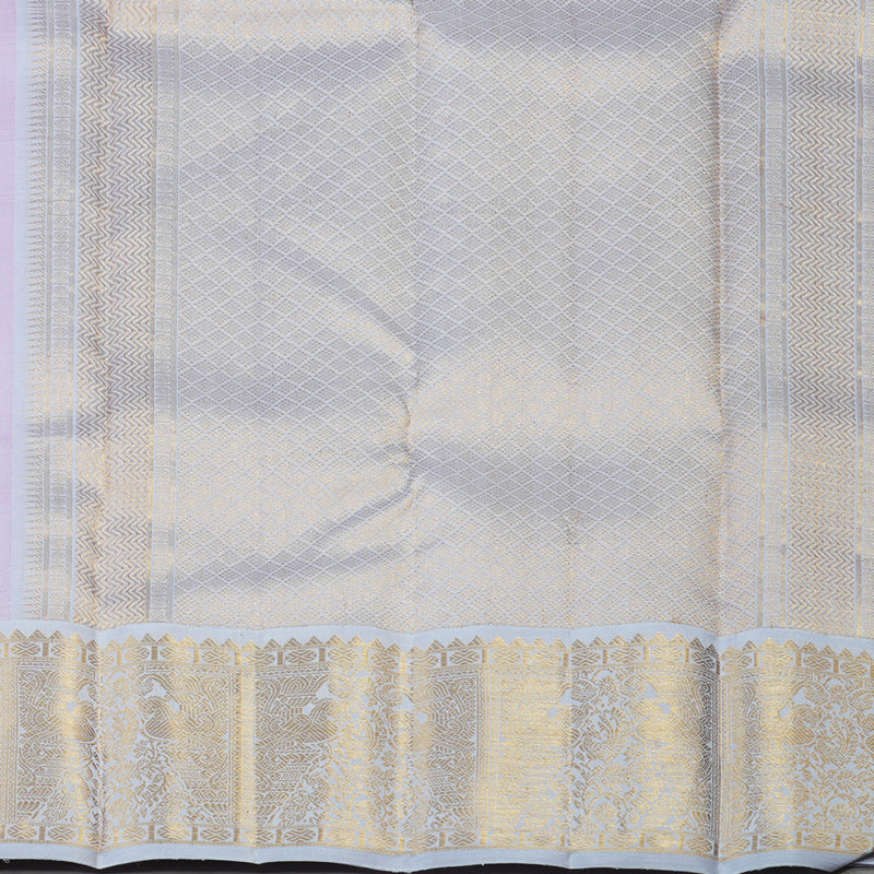 Hayagrivas Handloom Lotus Pink Kanjivaram Silk Saree with Lilac Border KBE2126A4-1