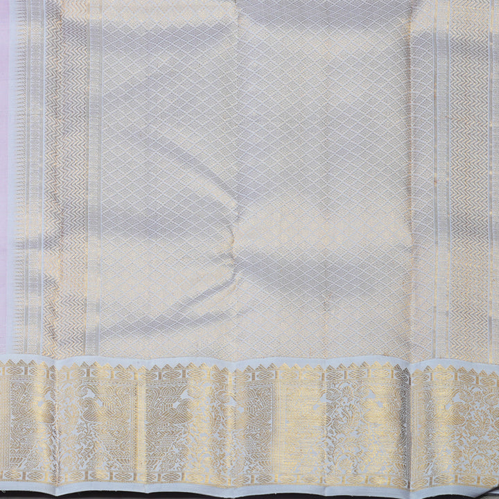 Hayagrivas Handloom Lotus Pink Kanjivaram Silk Saree with Lilac Border KBE2126A4-1