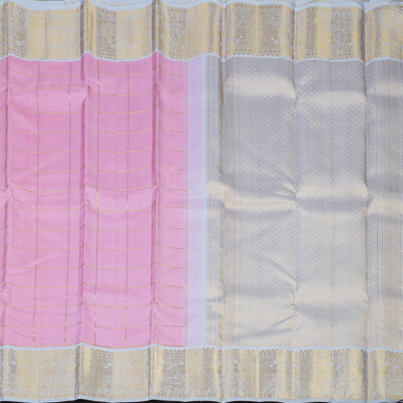 Hayagrivas Handloom Lotus Pink Kanjivaram Silk Saree with Lilac Border KBE2126A4-1