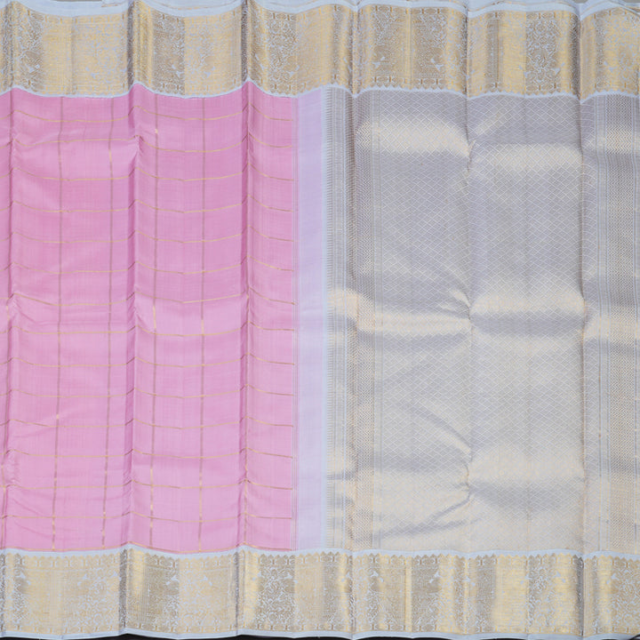 Hayagrivas Handloom Lotus Pink Kanjivaram Silk Saree with Lilac Border KBE2126A4-1