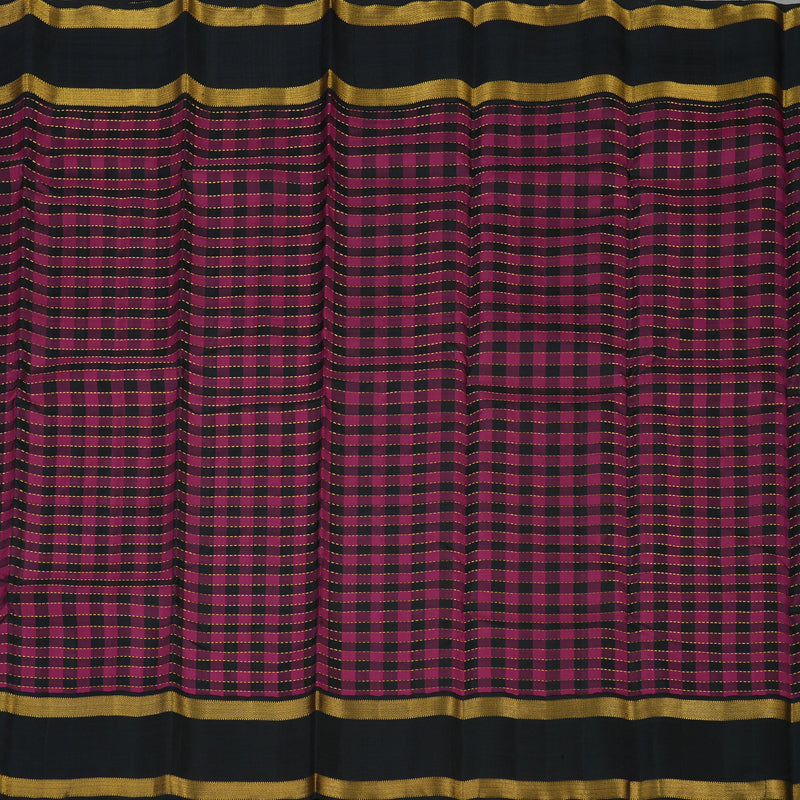 Hayagrivas Handloom Burgundy & Black Checks Kanjivaram Silk Saree KBE2046A6-1