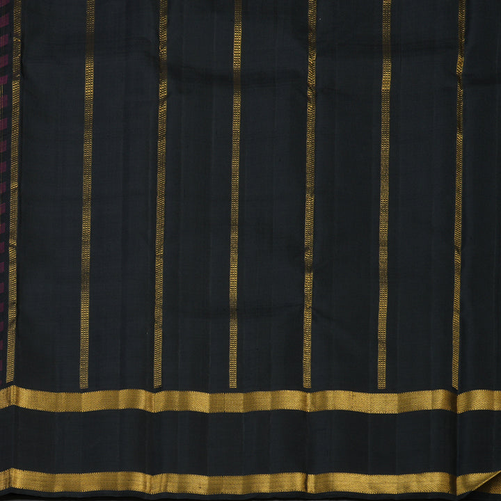 Hayagrivas Handloom Burgundy & Black Checks Kanjivaram Silk Saree KBE2046A6-1