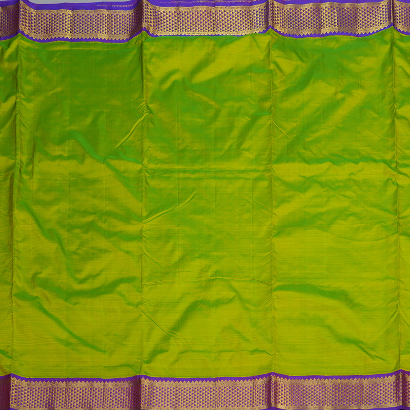 Hayagrivas Fluorescent Green Handloom Ten Yards Silk Saree KBE2047A12-1