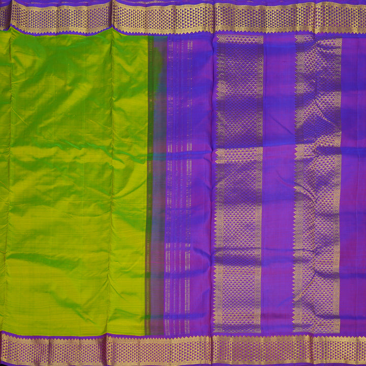 Hayagrivas Fluorescent Green Handloom Ten Yards Silk Saree KBE2047A12-1