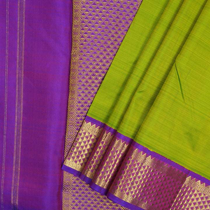 Hayagrivas Fluorescent Green Handloom Ten Yards Silk Saree KBE2047A12-1