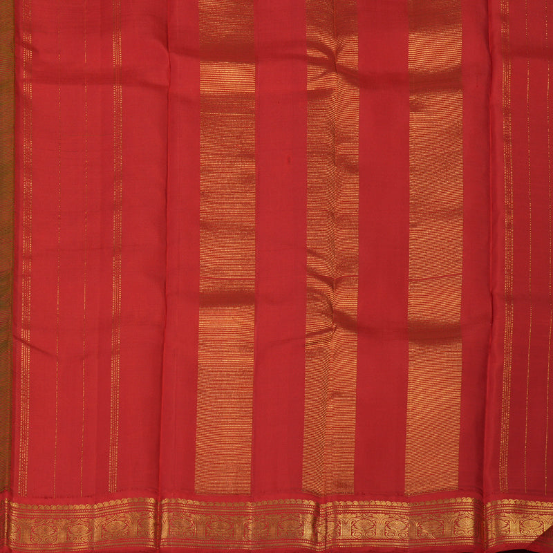 Hayagrivas Handloom Fluorescent Green Kanjivaram Silk Saree with Red Border KBE2047A3-1