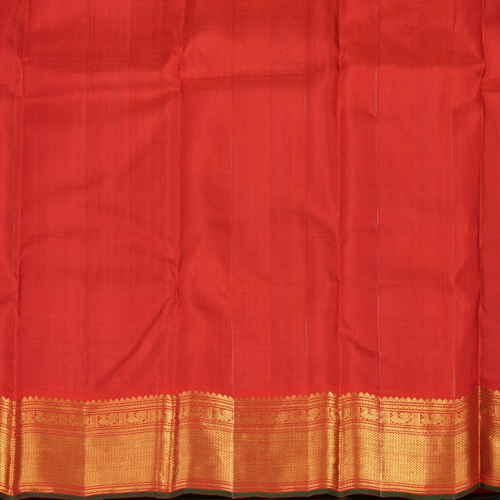Hayagrivas Handloom Bottle Green Kanjivaram Silk Saree with Red Border KBE2048A1-1
