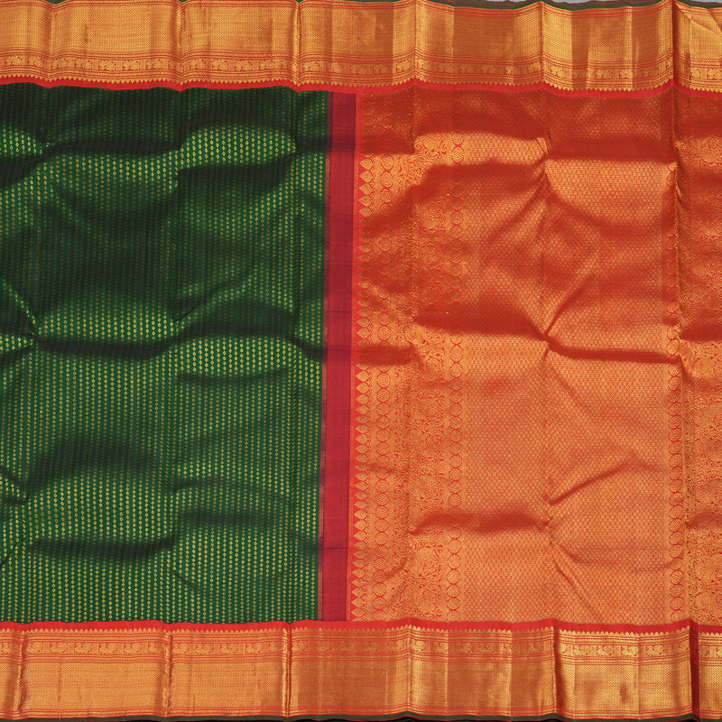 Hayagrivas Handloom Bottle Green Kanjivaram Silk Saree with Red Border KBE2048A1-1
