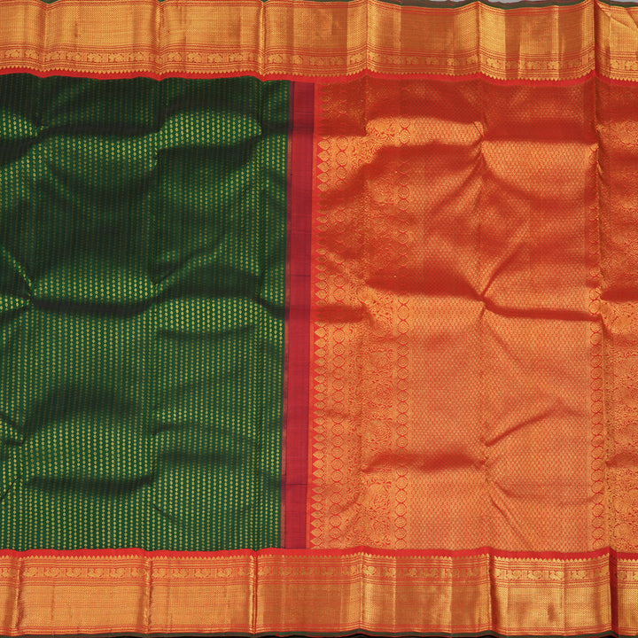 Hayagrivas Handloom Bottle Green Kanjivaram Silk Saree with Red Border KBE2048A1-1