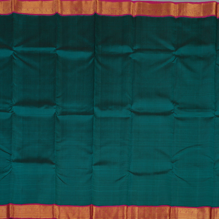 Hayagrivas Handloom Ramar Green Kanjivaram Silk Saree with Magenta Border KBE2048A6-1