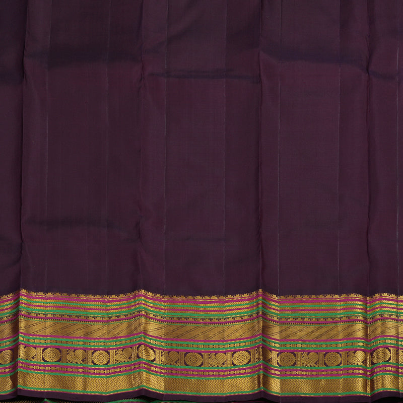 Hayagrivas Handloom Yellow Kanjivaram Silk Saree with Plum Purple Border KBE2048A8-1