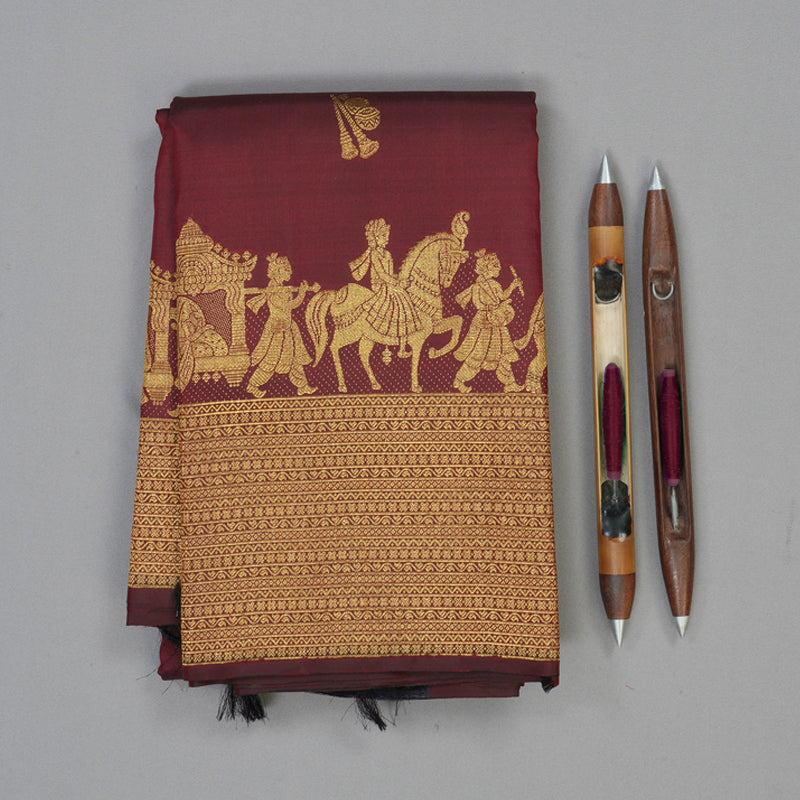 Hayagrivas Handloom Araku Maroon Kanjivaram Silk Saree KBE2050A1-1