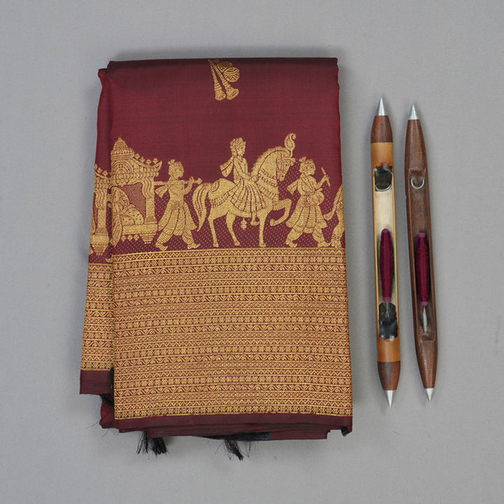 Hayagrivas Handloom Araku Maroon Kanjivaram Silk Saree KBE2050A1-1