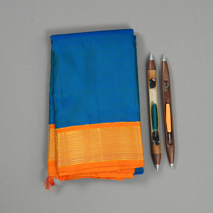 Hayagrivas Handloom Mayilkazhuthu Kanjivaram Silk Saree with Orange Border KBE2052A4-1