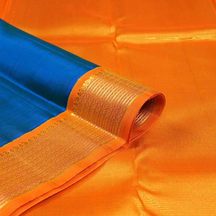 Hayagrivas Handloom Mayilkazhuthu Kanjivaram Silk Saree with Orange Border KBE2052A4-1