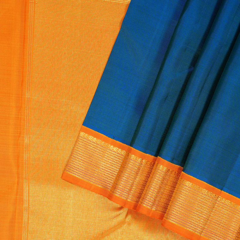Hayagrivas Handloom Mayilkazhuthu Kanjivaram Silk Saree with Orange Border KBE2052A4-1