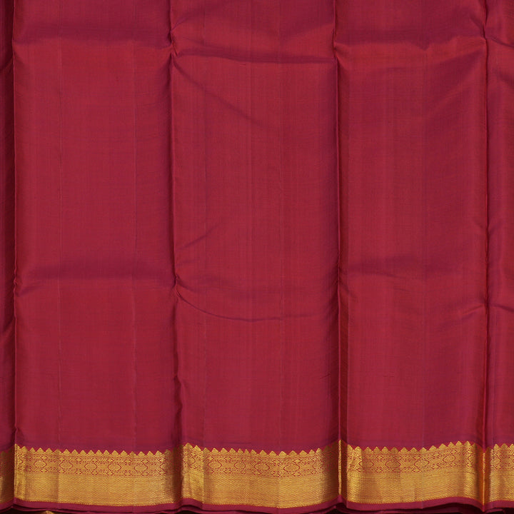 Hayagrivas Handloom Fluorescent Green Kanjivaram Silk Saree with Maroon Border KBE2052A9-1
