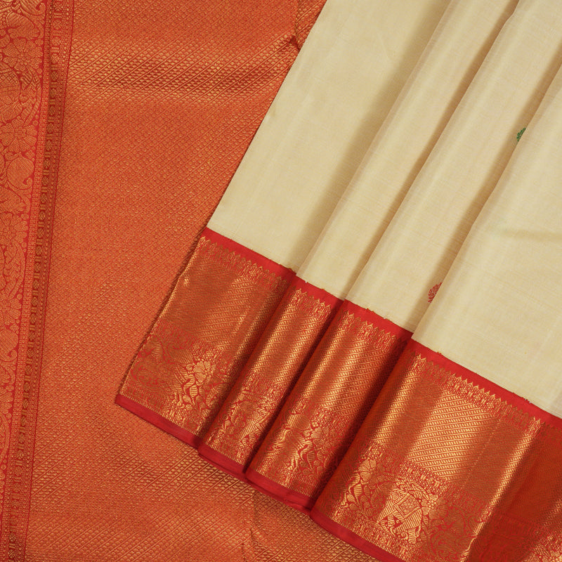 Hayagrivas Handloom Sandal Kanjivaram Silk Saree with Red Border KBE1987L1-2