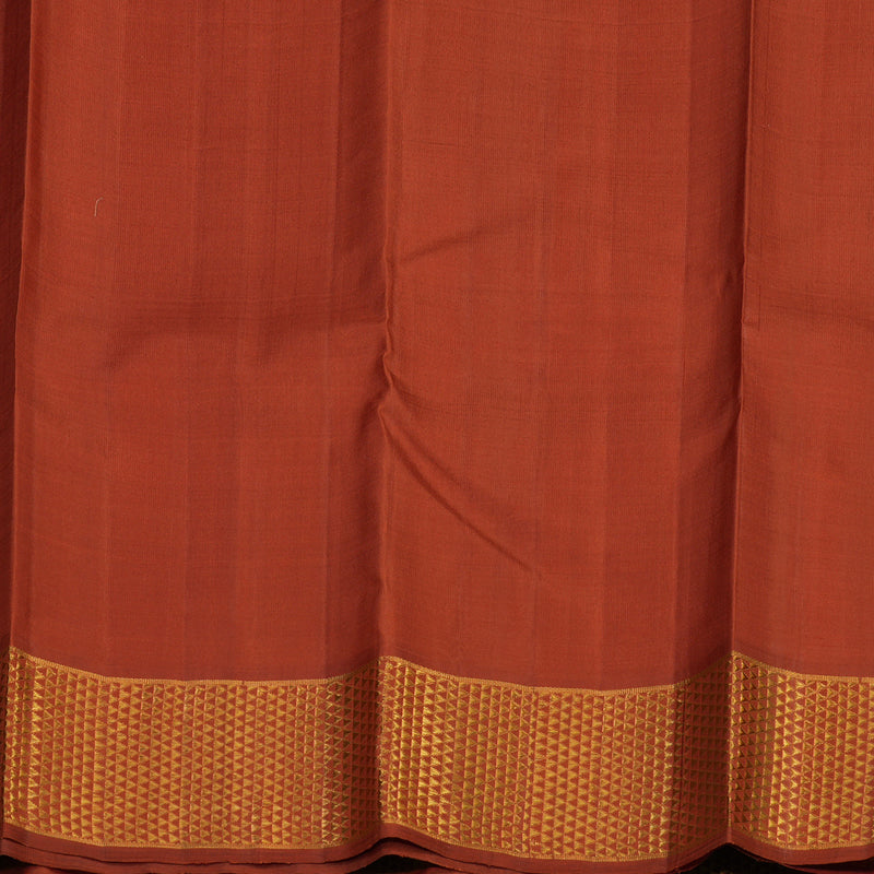 Hayagrivas Handloom Half-White Kanjivaram Silk Saree with Rust Orange Border KBE2053A2-2