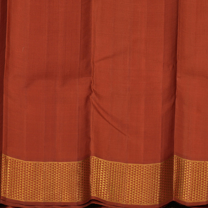 Hayagrivas Handloom Half-White Kanjivaram Silk Saree with Rust Orange Border KBE2053A2-2