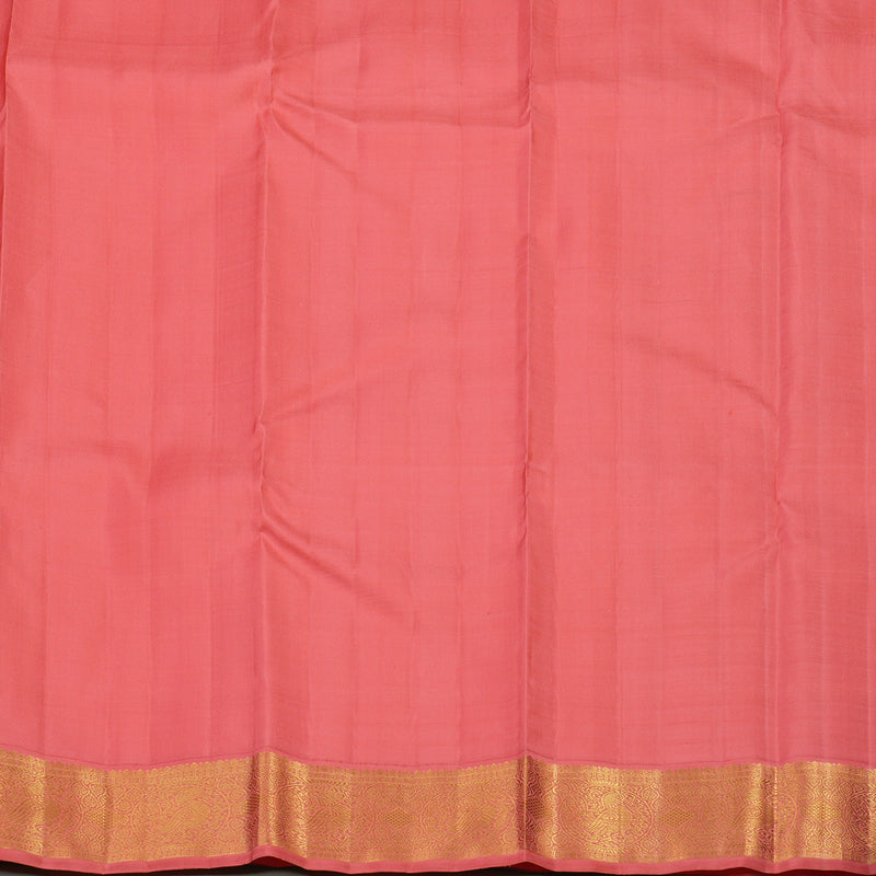 Hayagrivas Handloom Mild Peach Kanjivaram Silk Saree with Pink Border KBE2053A4-1