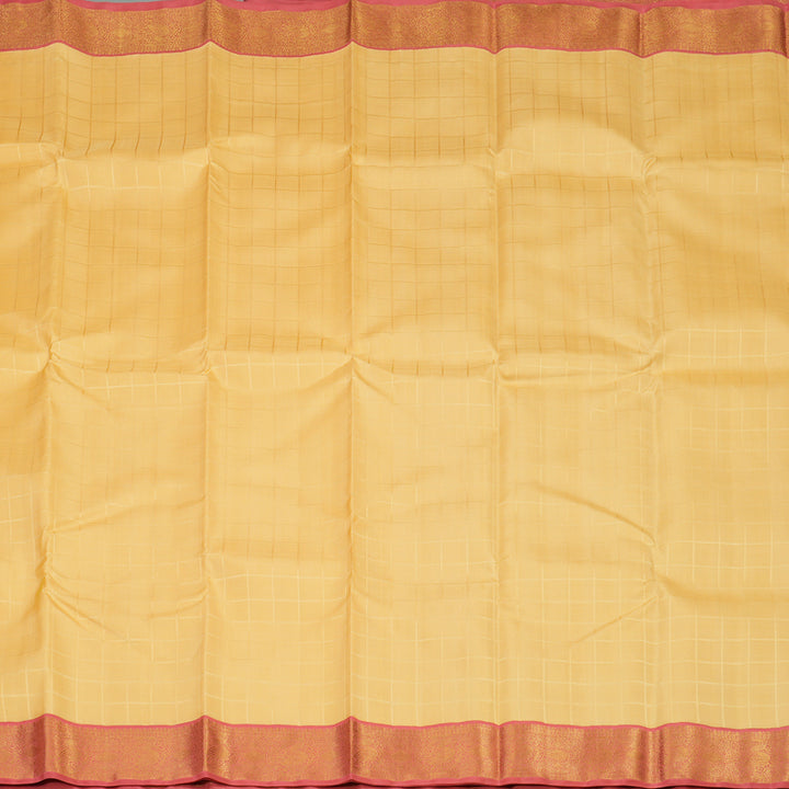 Hayagrivas Handloom Mild Peach Kanjivaram Silk Saree with Pink Border KBE2053A4-1