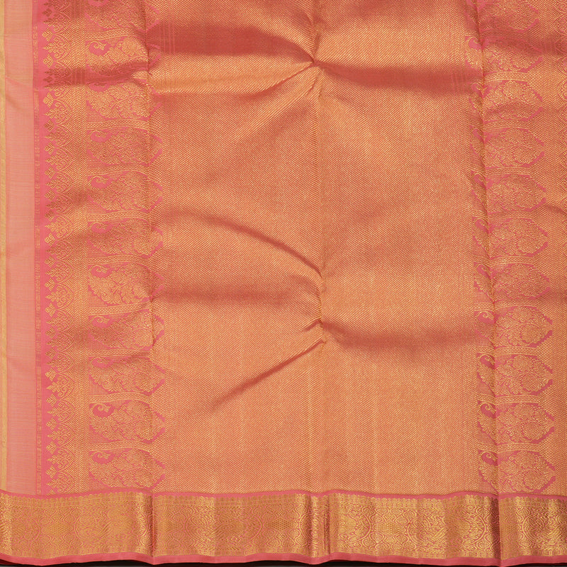 Hayagrivas Handloom Mild Peach Kanjivaram Silk Saree with Pink Border KBE2053A4-1